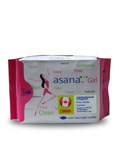 ASANA COMBO Супер тонкие женские гигиенические прокладки с верхнем слоем хлопок, фото 