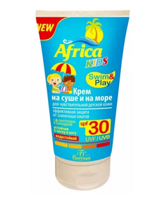 Африка кидс крем солнцезащитный spf30 150мл на суше и на море для чувствит кожи, фото 