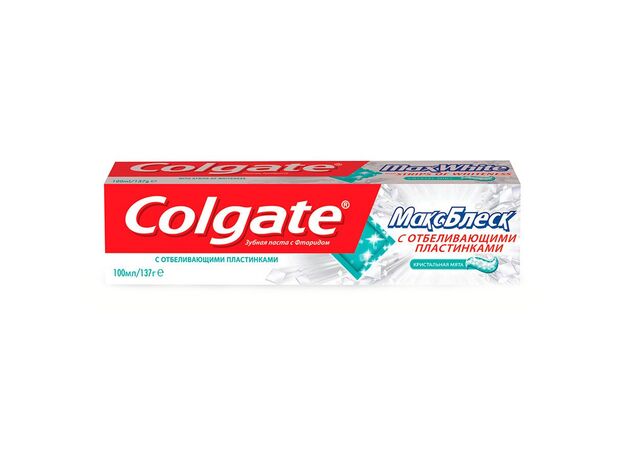 Зубная паста  Колгейт макс блеск с отбеливающими пластинками 100 мл, фото 
