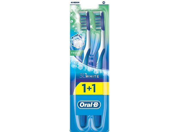 Зубная щетка Орал би 3Д вайт свежесть средняя 40 (1+1), фото 