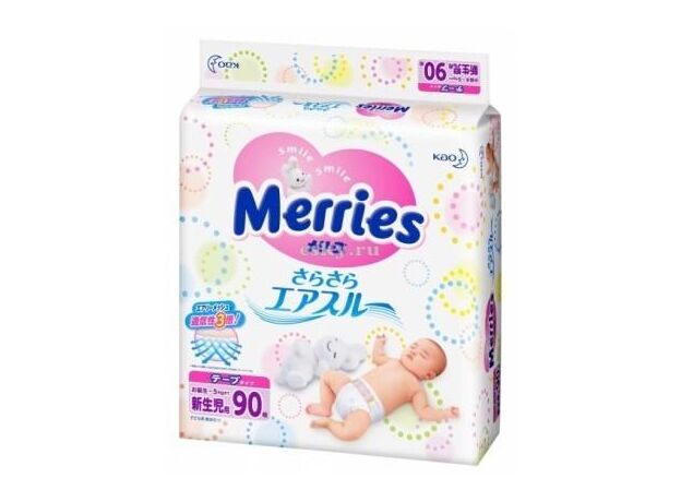Подгузники Меррис/Merries AT NB N90 (0-5кг), фото 