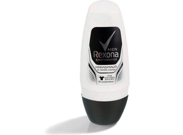 Рексона для мужчин дезодорант ролик  невидимый на черном и белом 50 мл, фото 