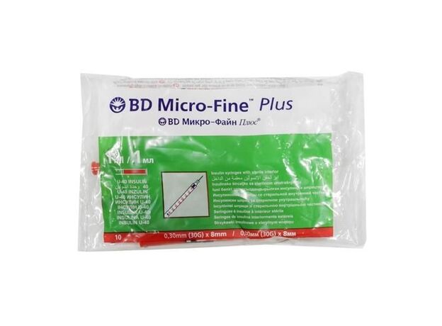 Шприц BD инсулин микро-файн+ 1мл N10 (U40 30G 0,3х8), фото 