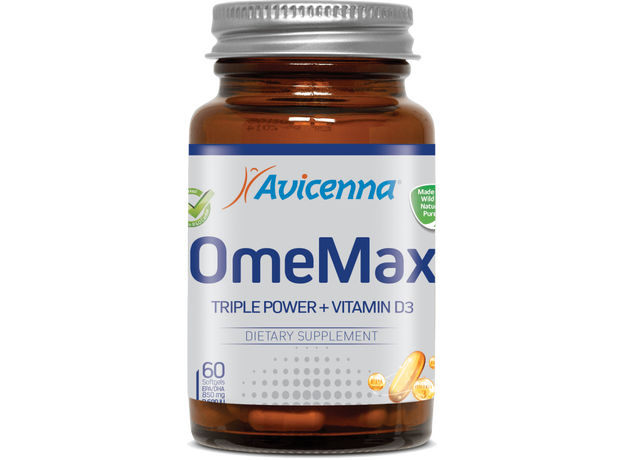 Авиценна ОмеМакс Тройная Омега-3 с витамином D3(600МЕ) - 60 гелевых капсул по 1700 мг, фото 