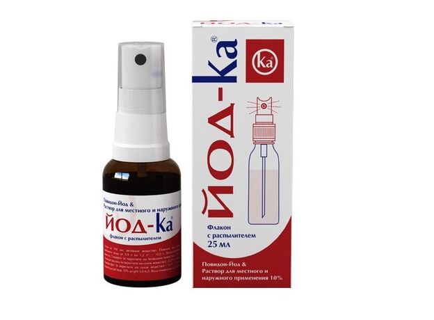 Йод-Ка повидон-йод 10 % флакон с распылителем 25 мл, фото 