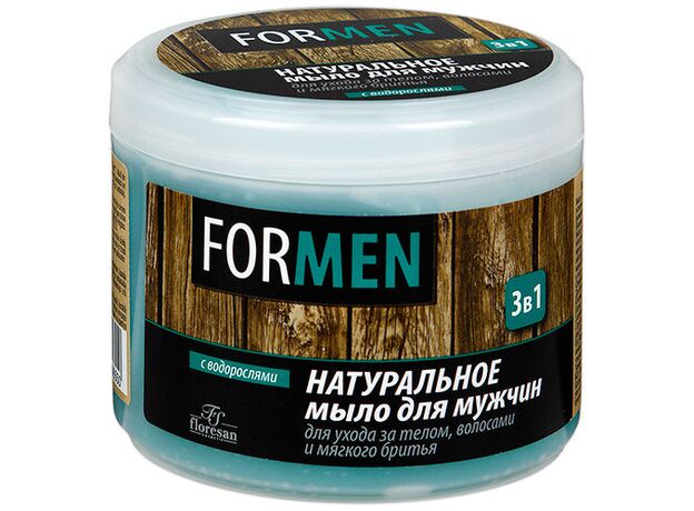 Флоресан для мужчин мыло натуральное 3в1 для ухода за телом и волосами и мягкого бритья 450 мл (40), фото 